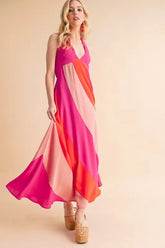Color Block Sleeveless Maxi Dress OutfitFlow